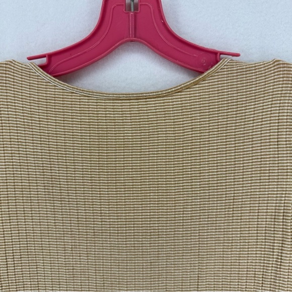 American Eagle Outfitters Stripped Button T Shirt Blouse Medium Yellow - Picture 7 of 10